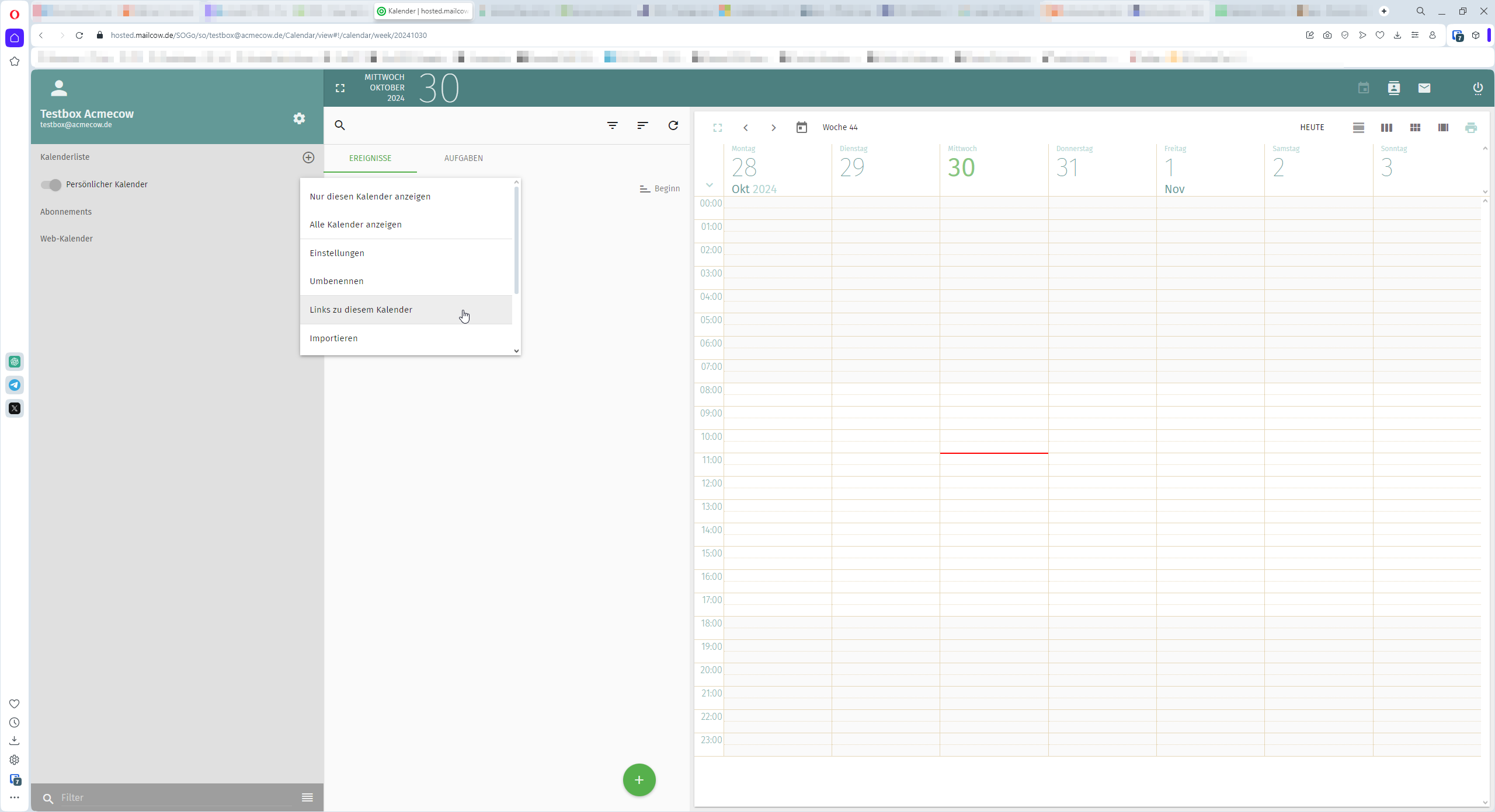 Thunderbird Kalender hinzufügen Assistent. Auswahl liegt auf "Im Netzwerk"