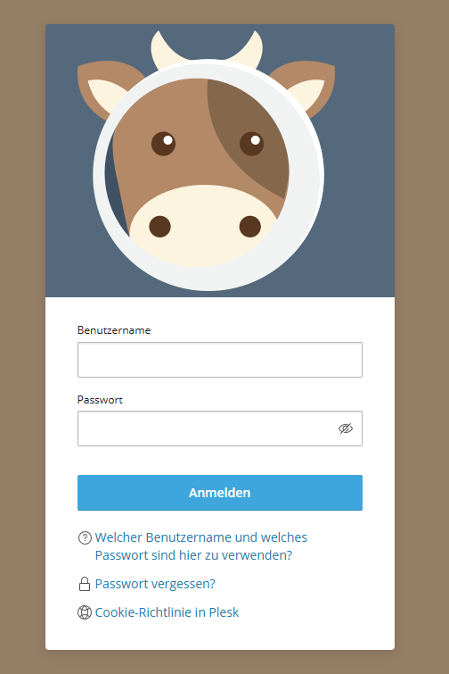 Login-Seite von atlas.web.servercow.de mit Benutzername- und Passwortfeld