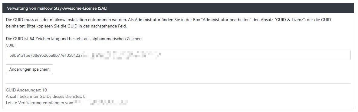 Registration form for mailcow SAL