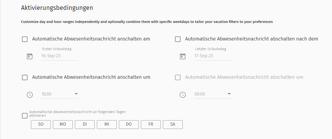 SOGo Activation Conditions